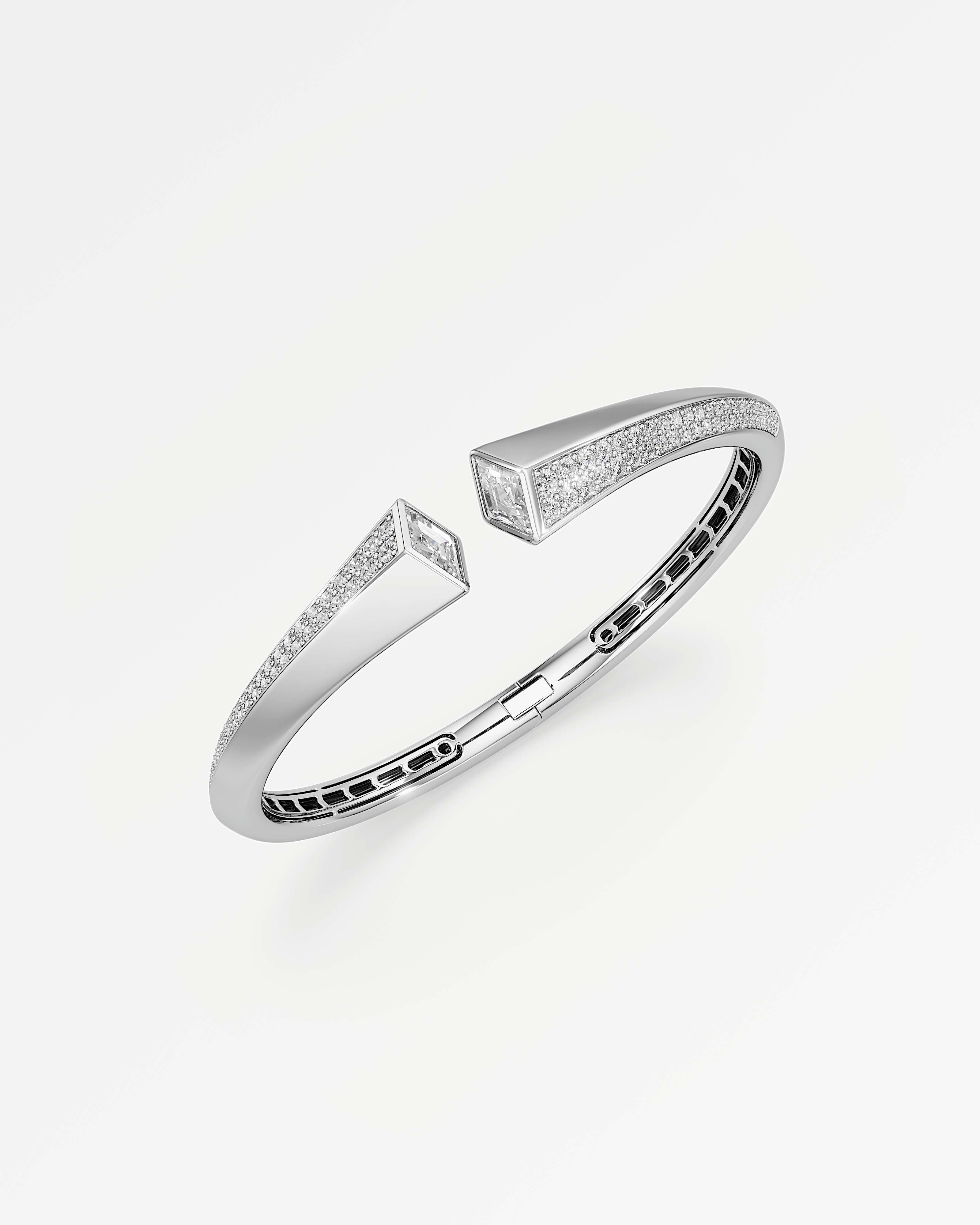 AM To Beyond Skiris Pavé Diamond Bangle, in 14K White Gold (3.31 ctw)
