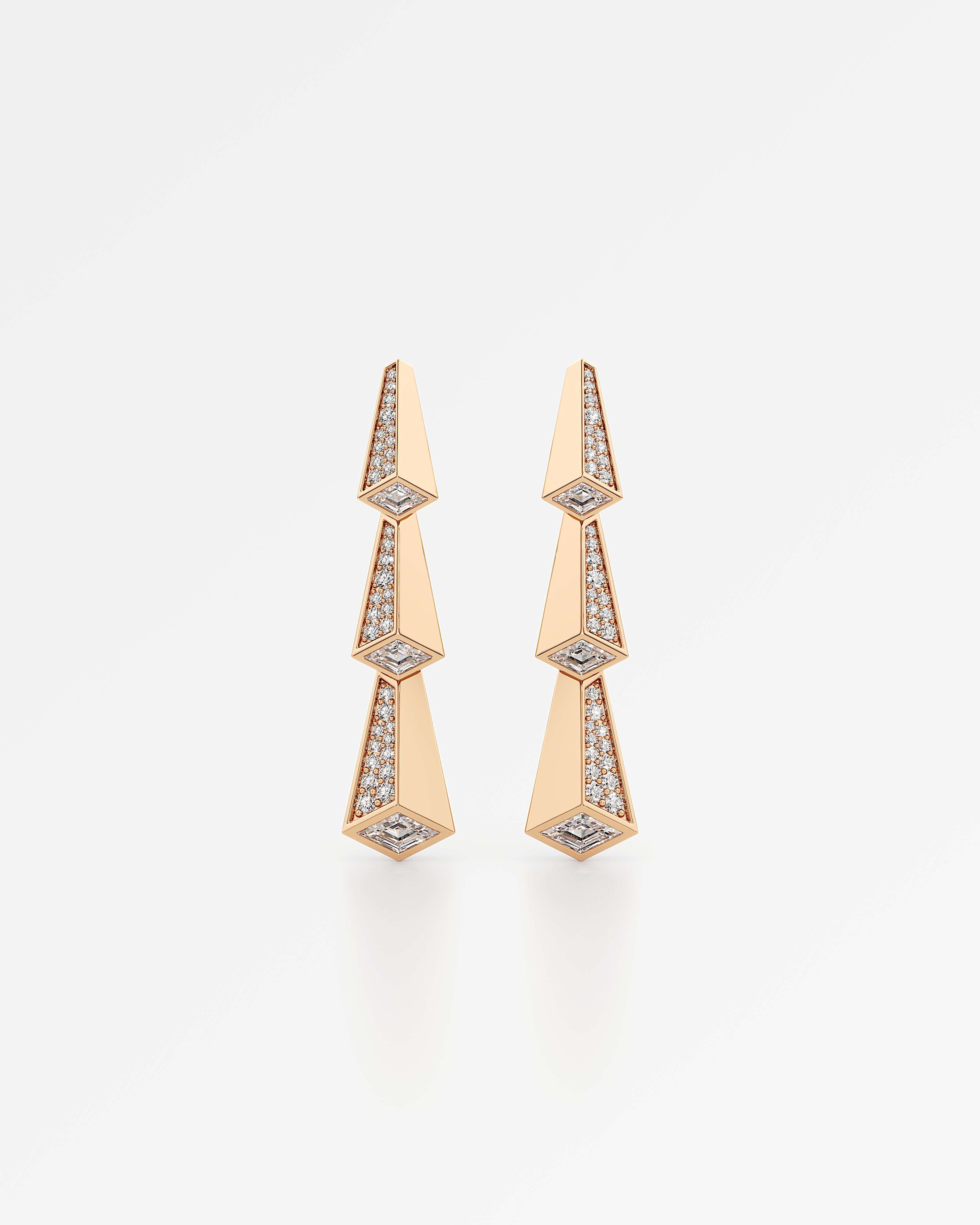 AM To Beyond Trelis Pavé Diamond Earrings, in 14K Rose Gold (1.79 ctw)