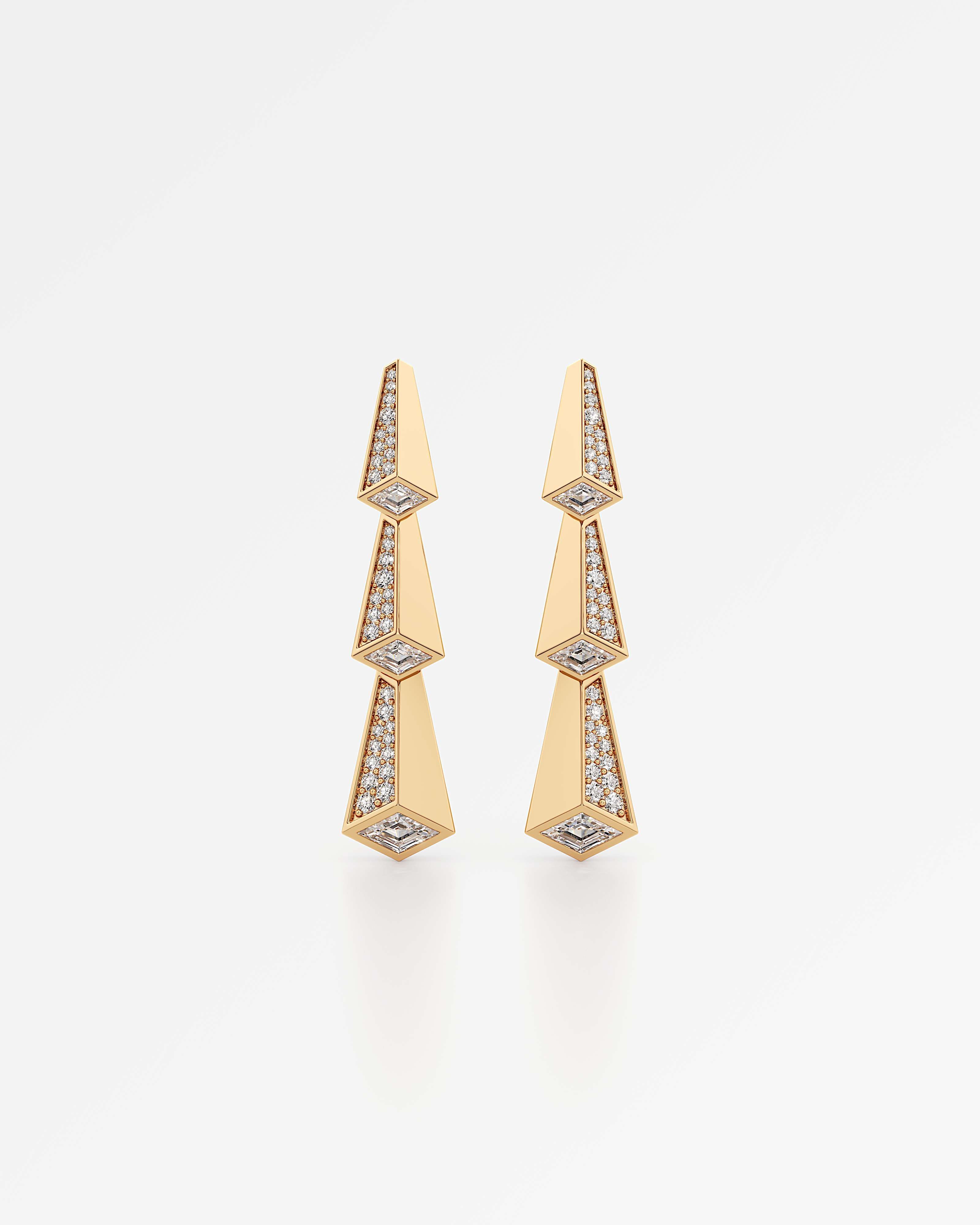 AM To Beyond Trelis Pavé Diamond Earrings, in 14K Yellow Gold (1.79 ctw)