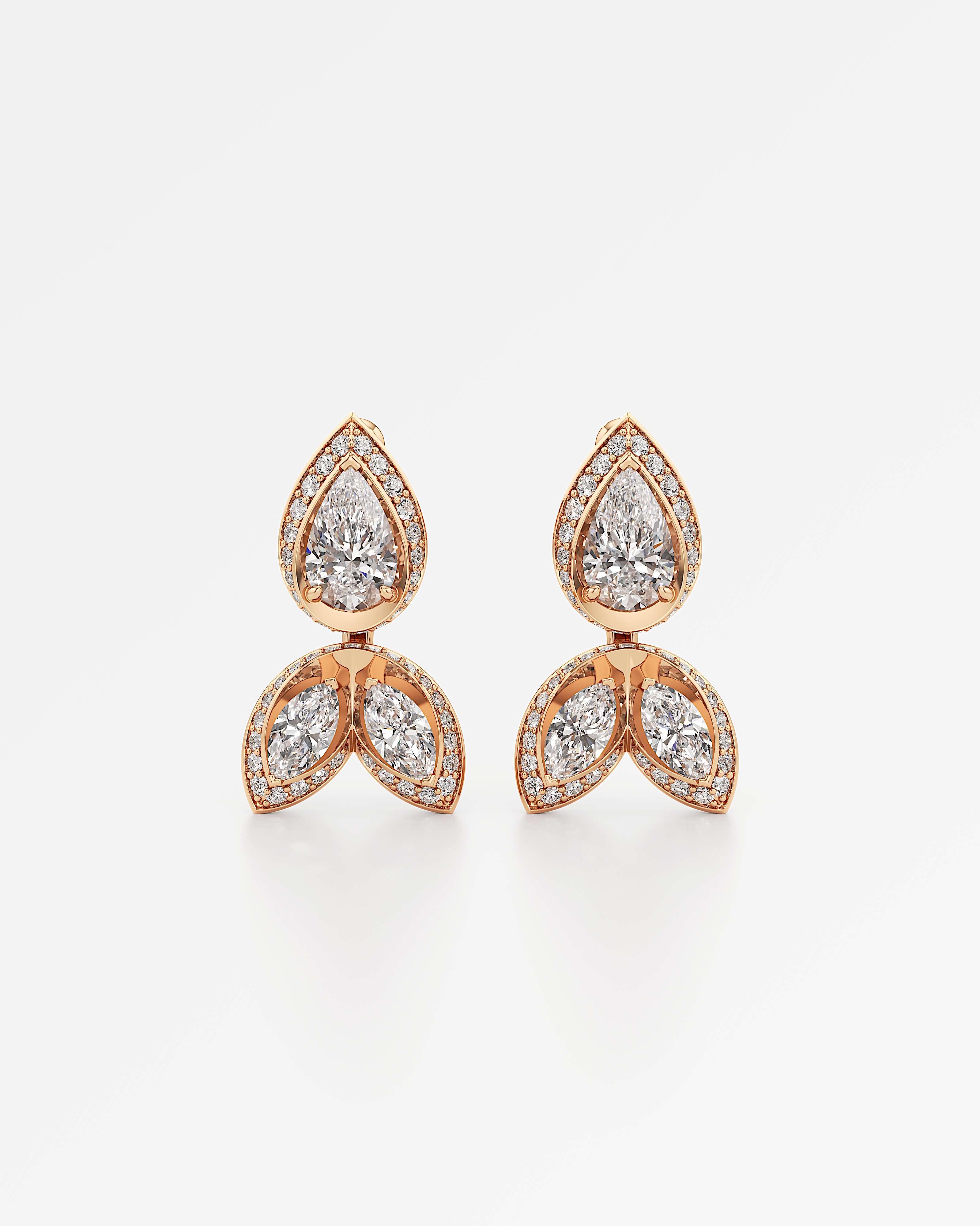 HELD Triella Diamond Earrings, In 14K Rose Gold (3.21 ctw)