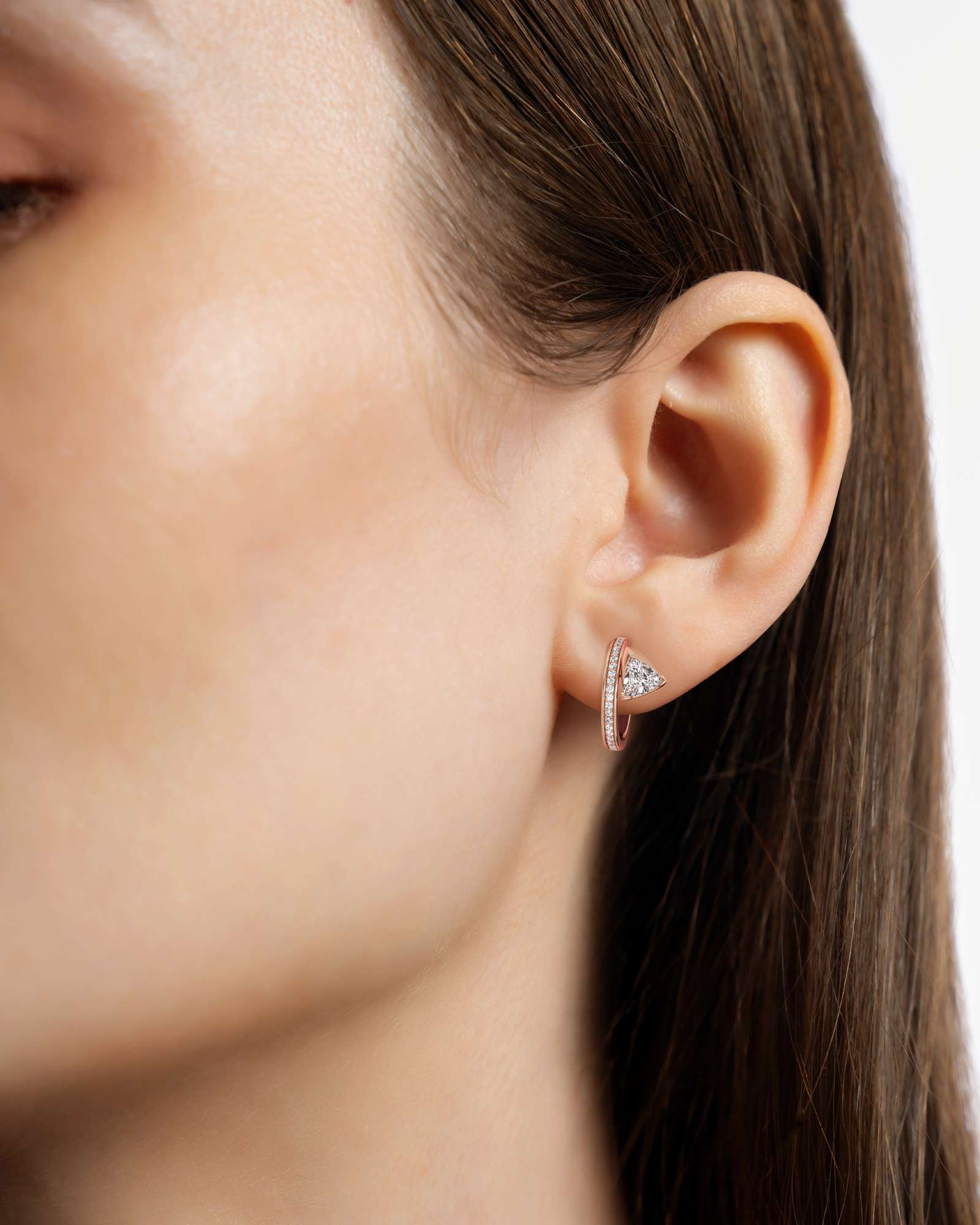 Pinnacle Ridelle Diamond Hoop Earrings, In 14K Rose Gold (1.20 ctw)