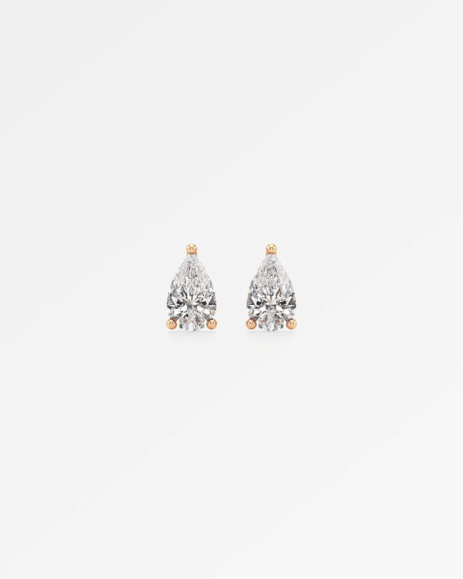 Verve Juliette Diamond Stud Earrings, With 0.50 ct Pear Cut in 14K Rose Gold (1.00 ctw)