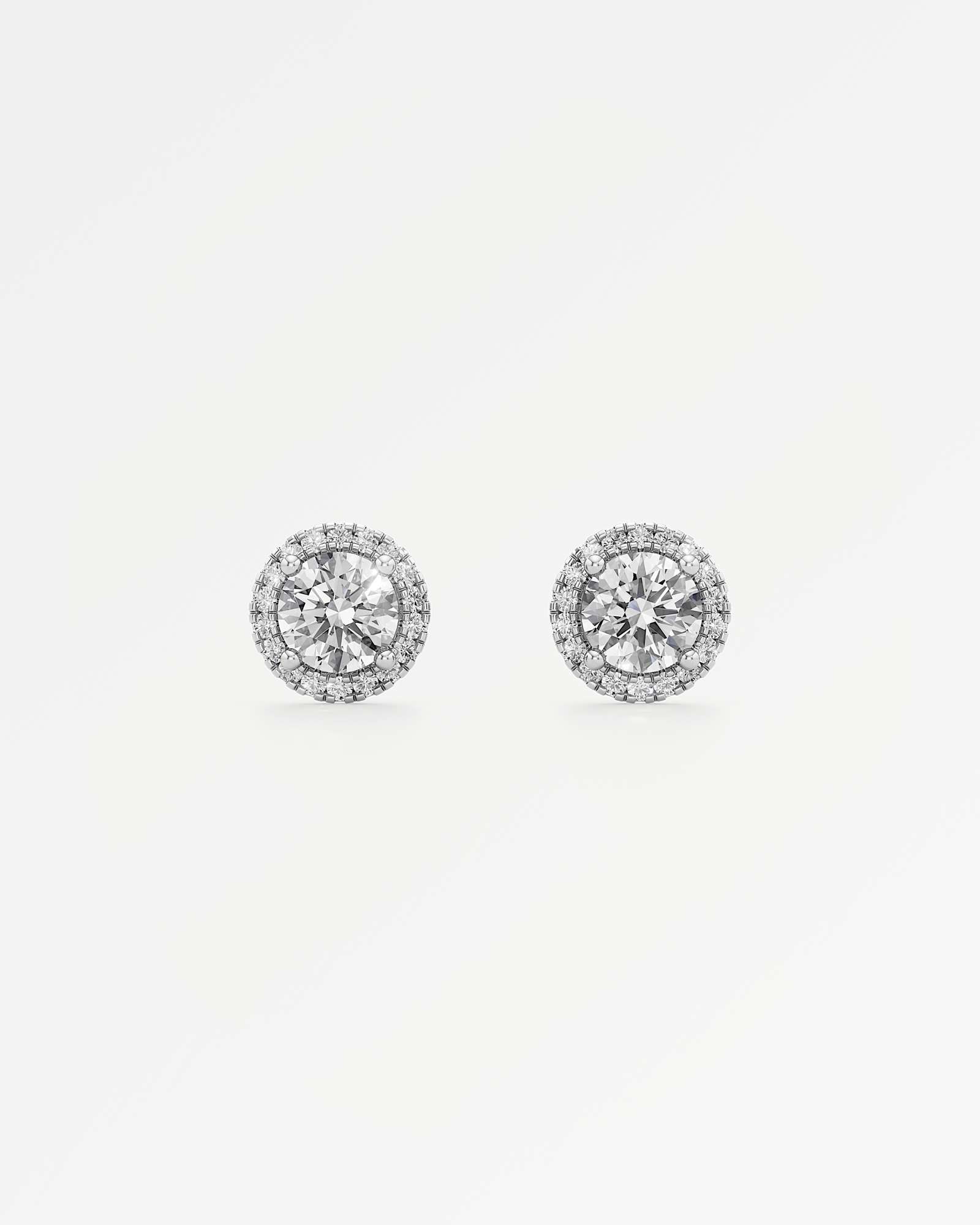 Verve Faye Diamond Stud Earrings, With 0.50 ct Round Cut in 14K White Gold (1.18 ctw)