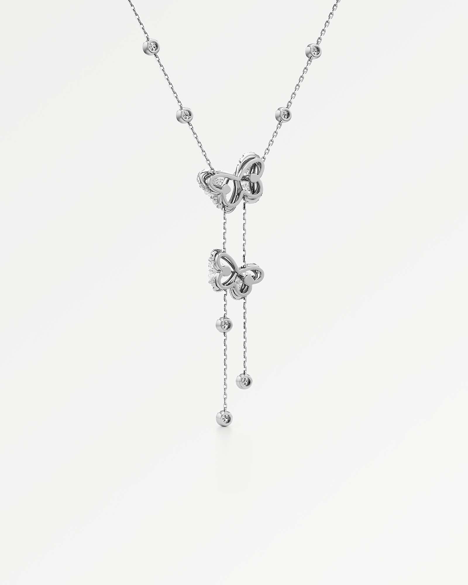 Heart Genevieve Diamond Necklace , In 14K White Gold (4.39 ctw)
