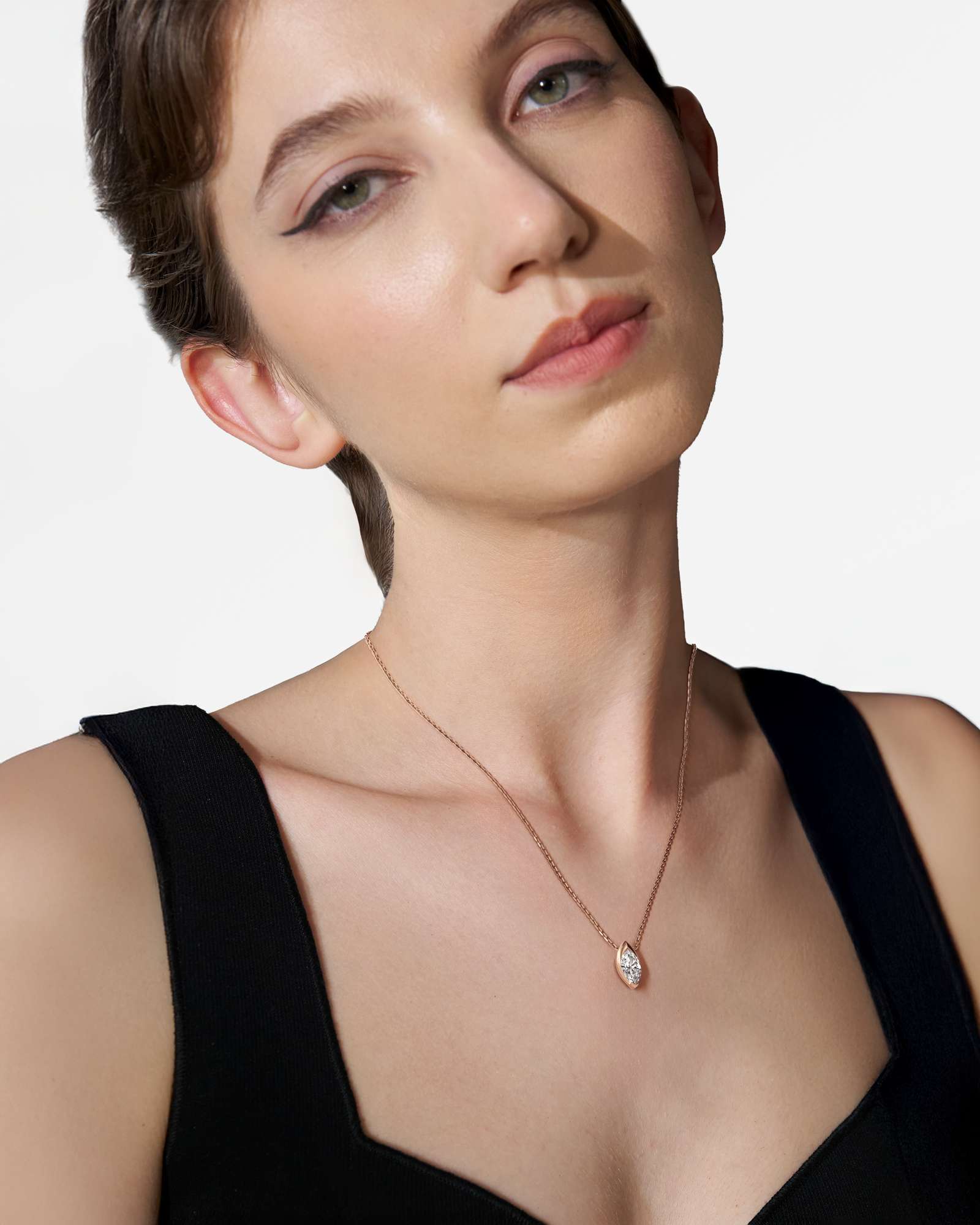 Pinnacle Apixa Diamond Pendant, With Marquise Cut in 14K Rose Gold (1.00 ctw)