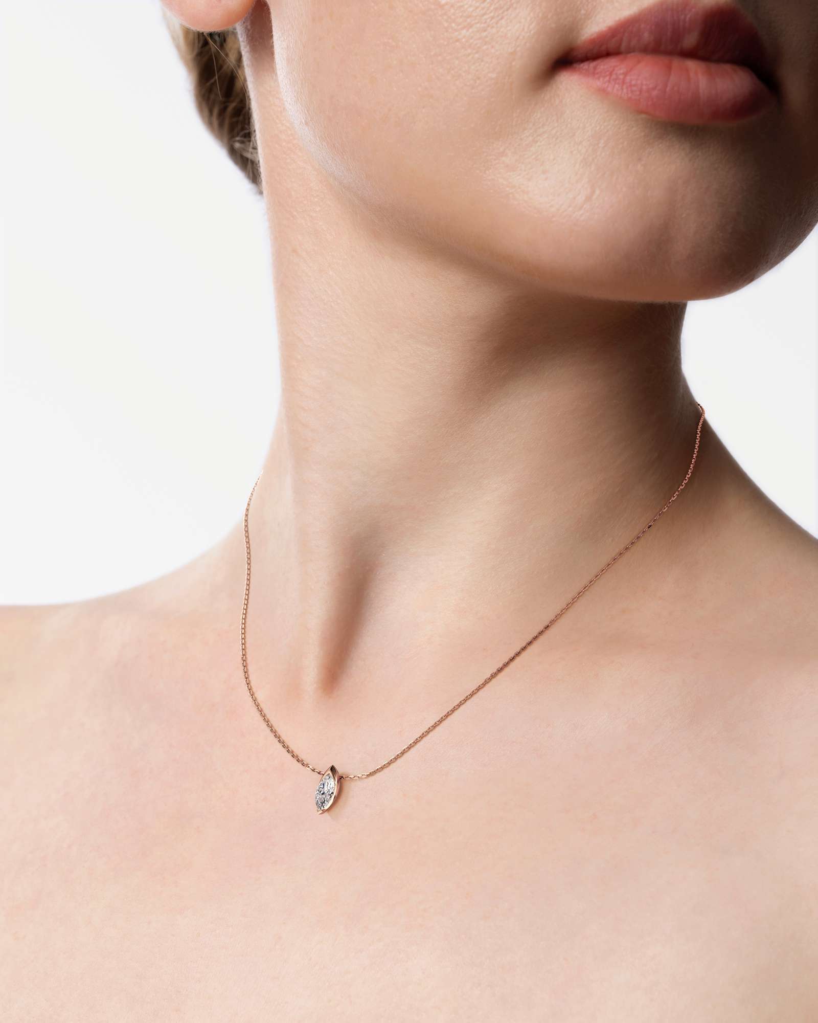 Pinnacle Apixa Diamond Pendant, With Marquise Cut in 14K Rose Gold (1.00 ctw)