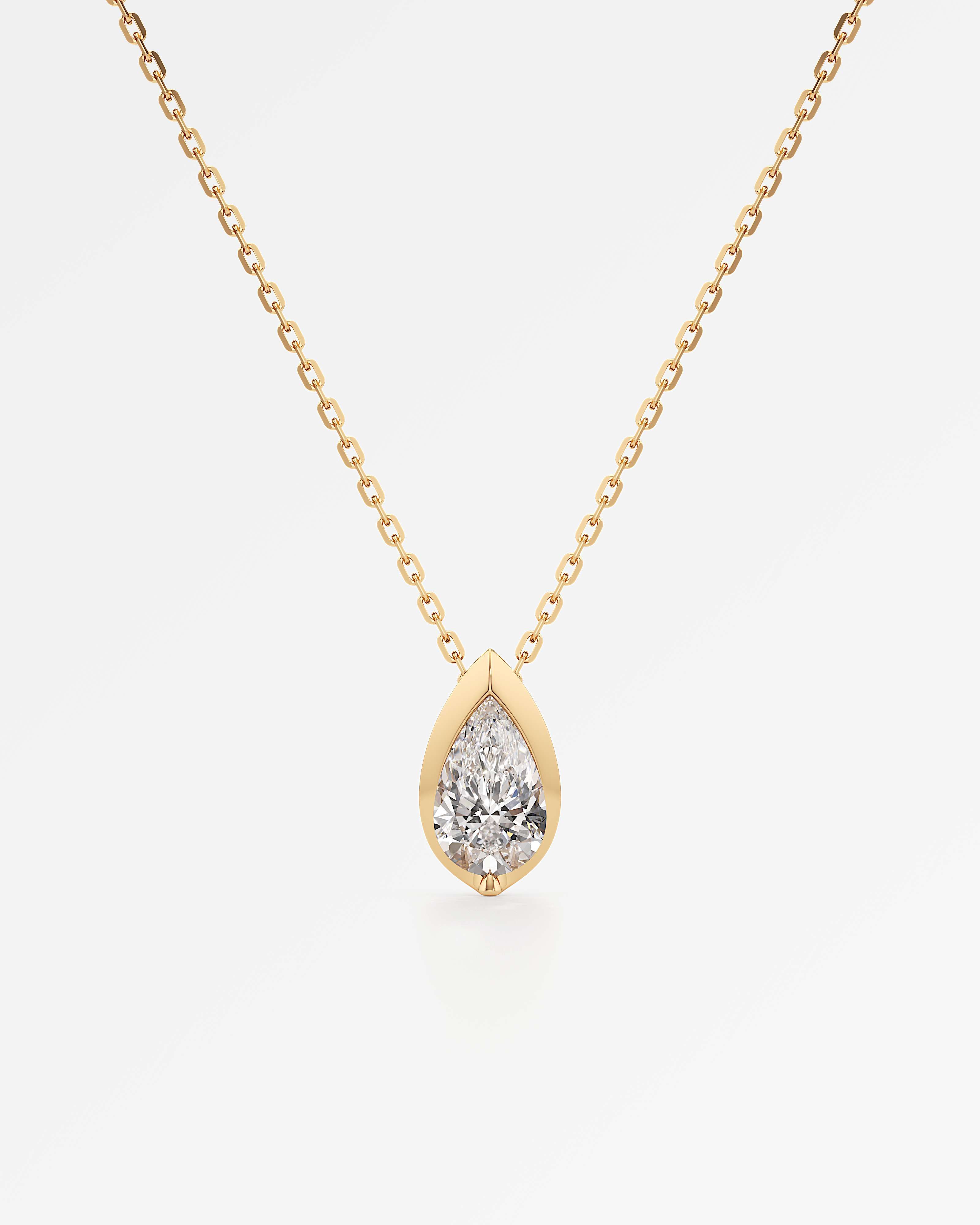 Pinnacle Apice Diamond Pendant, With Pear Cut in 14K Yellow Gold (1.00 ctw)