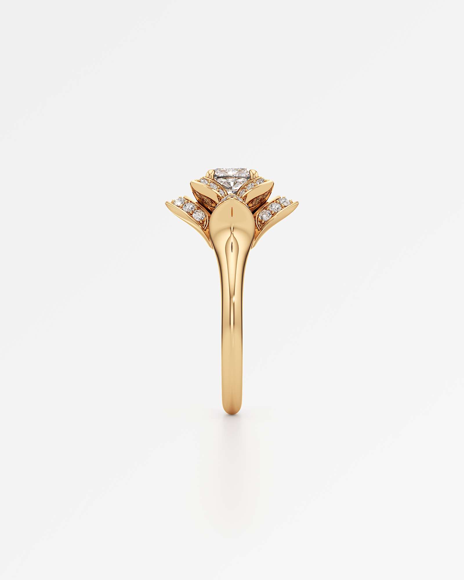 Velara Eterna Diamond Engagement Ring, With 1.00 ct Cushion Cut in 14K Yellow Gold (1.43 ctw)