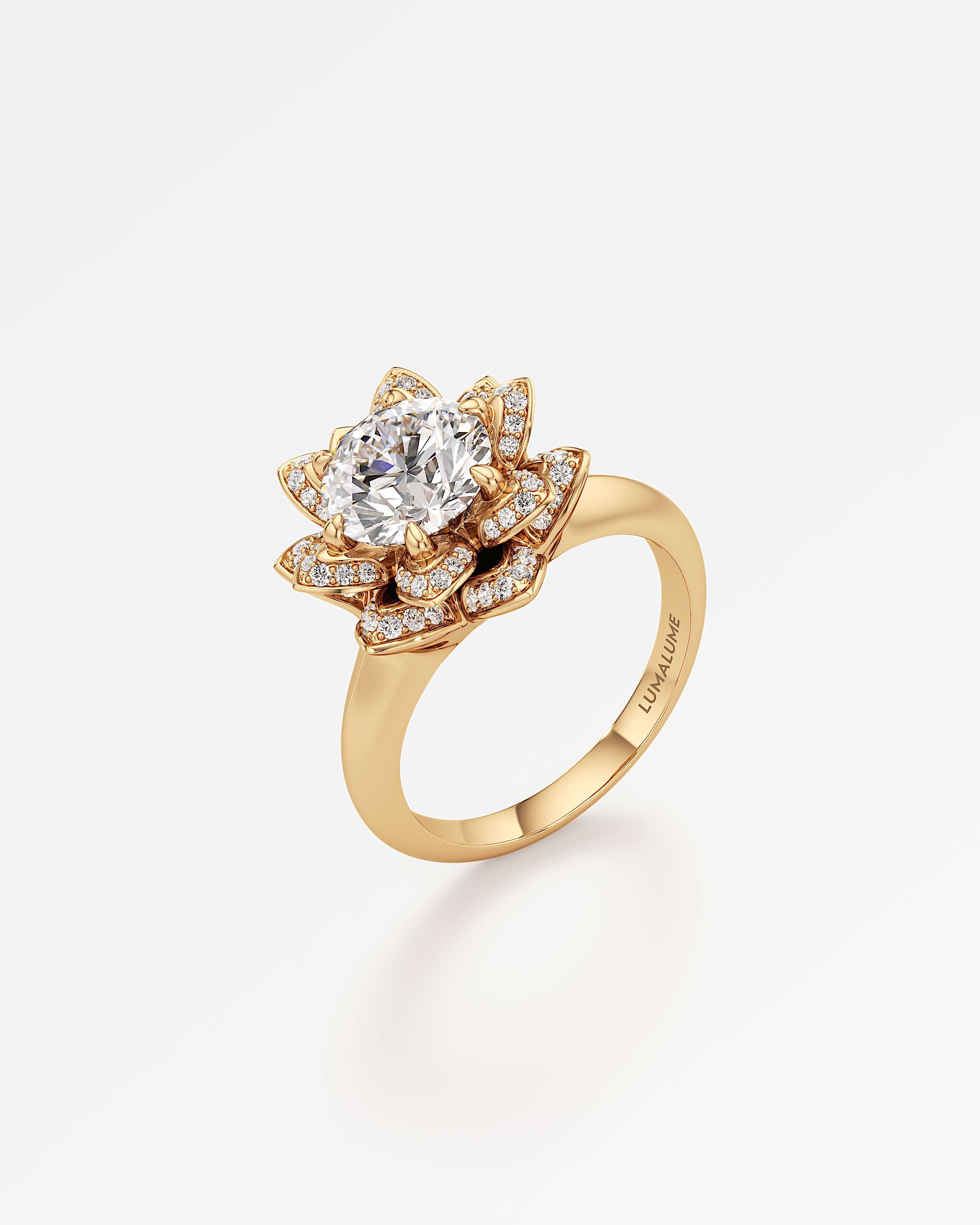 Velara Elaris Diamond Engagement Ring, With 1.50 ct Round Cut in 14K Yellow Gold (1.84 ctw)