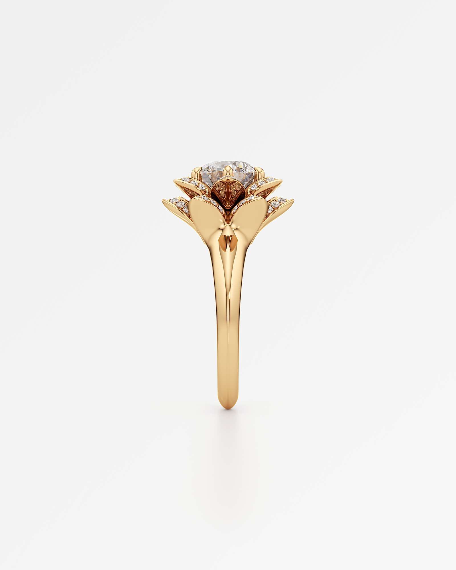Velara Elaris Diamond Engagement Ring, With 1.50 ct Round Cut in 14K Yellow Gold (1.84 ctw)
