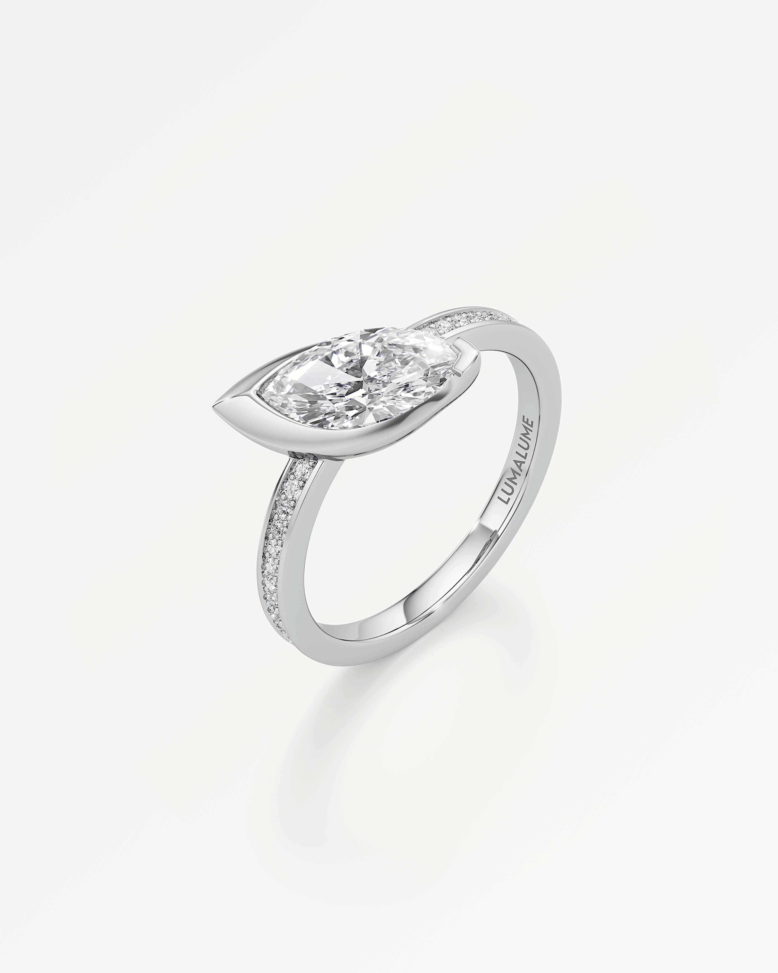Pinnacle Apixa Pavé Diamond Ring, With 1.00 ct Marquise Cut in 14K White Gold (1.15 ctw)