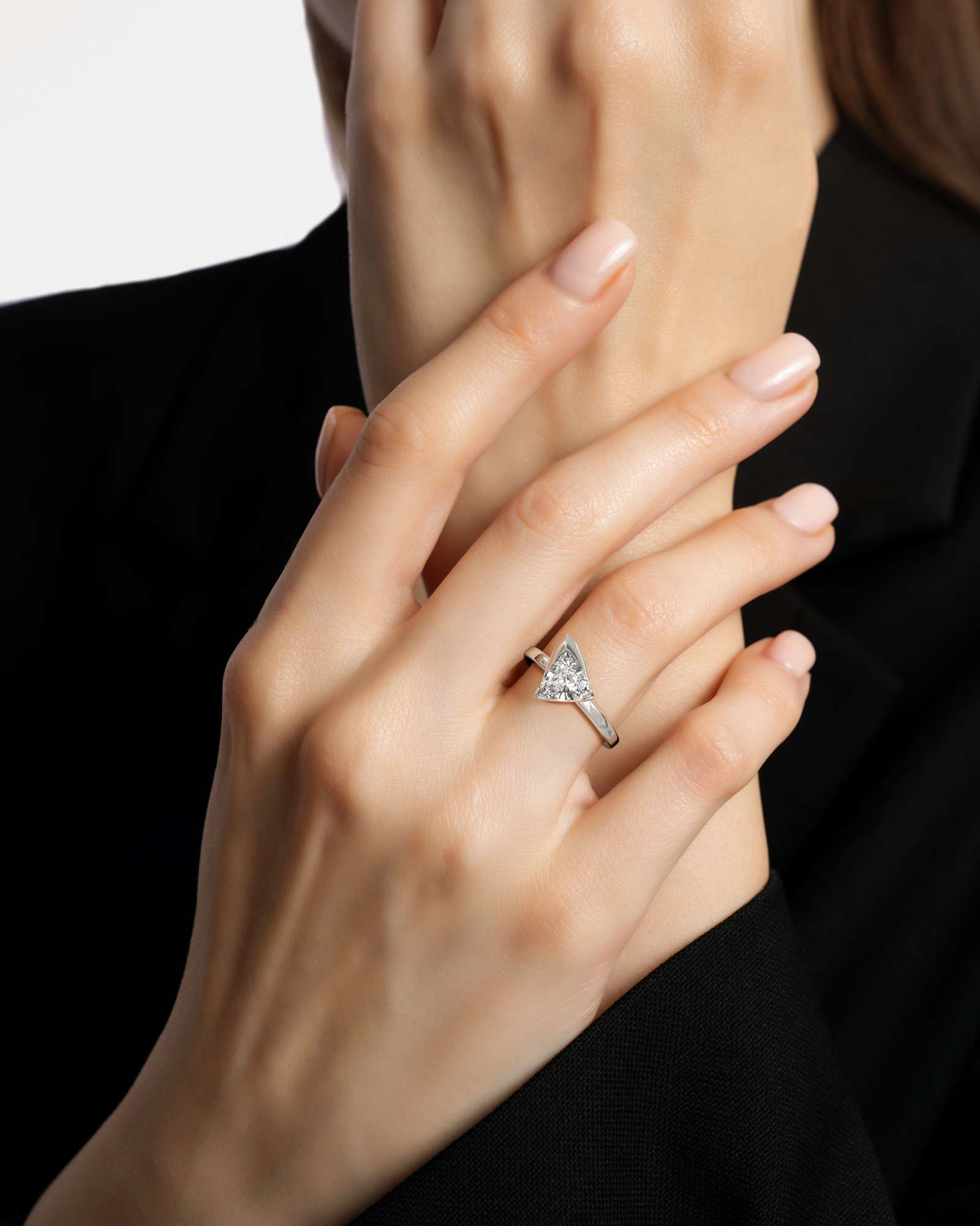 Pinnacle Apitris Diamond Ring, With Trillion Cut in 14K White Gold (1.50 ctw)