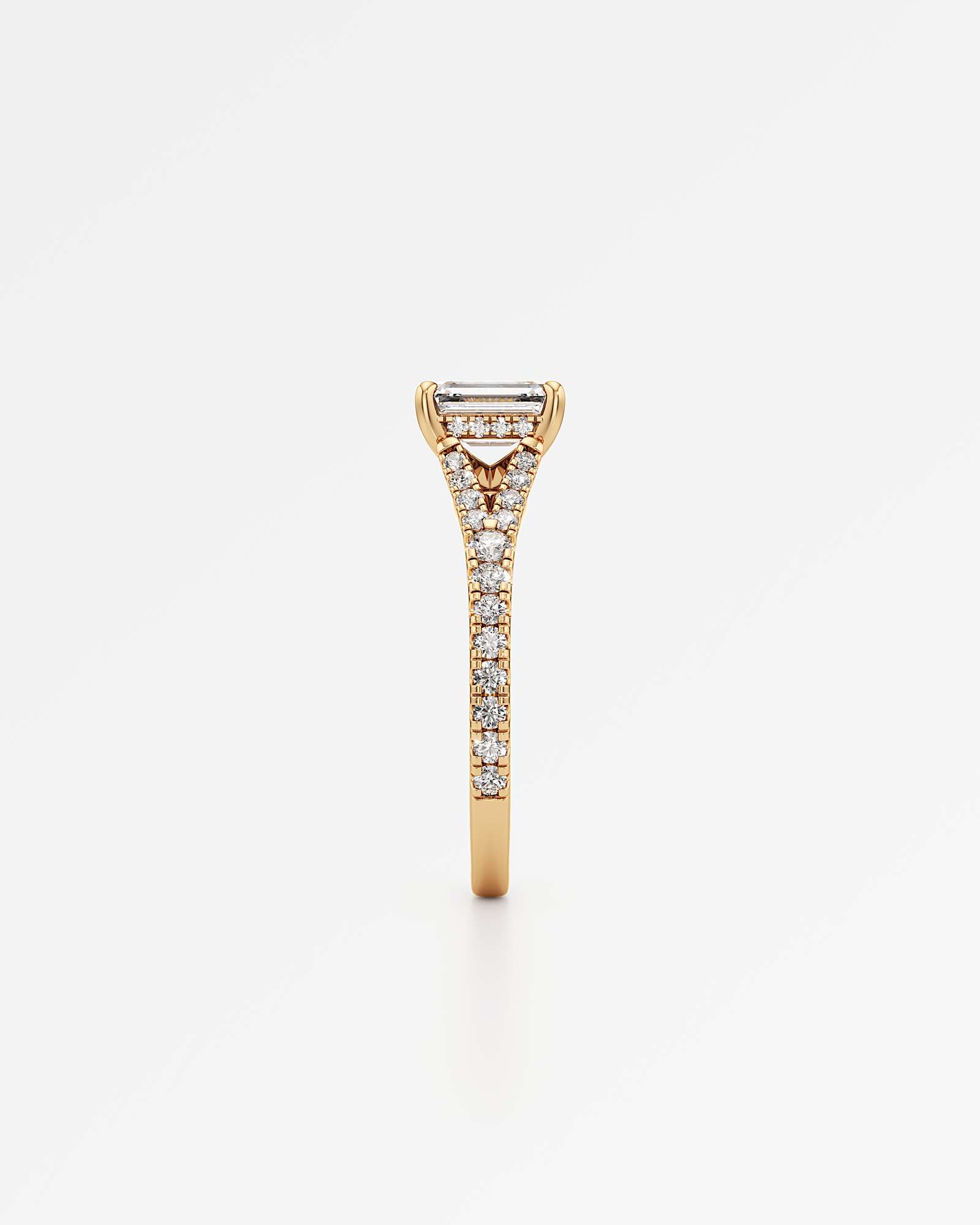 Verve Marisol Hidden Halo Diamond Engagement Ring, With 1.00 ct Emerald Cut in 14K Yellow Gold (1.48 ctw)
