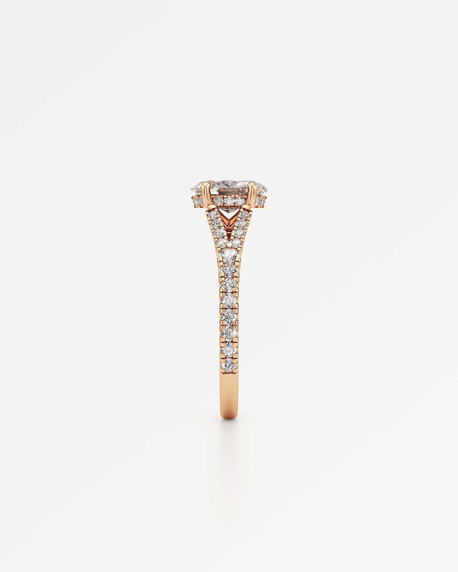 Verve Marisol Hidden Halo Diamond Engagement Ring, With 1.00 ct Oval Cut in 14K Rose Gold (1.48 ctw)