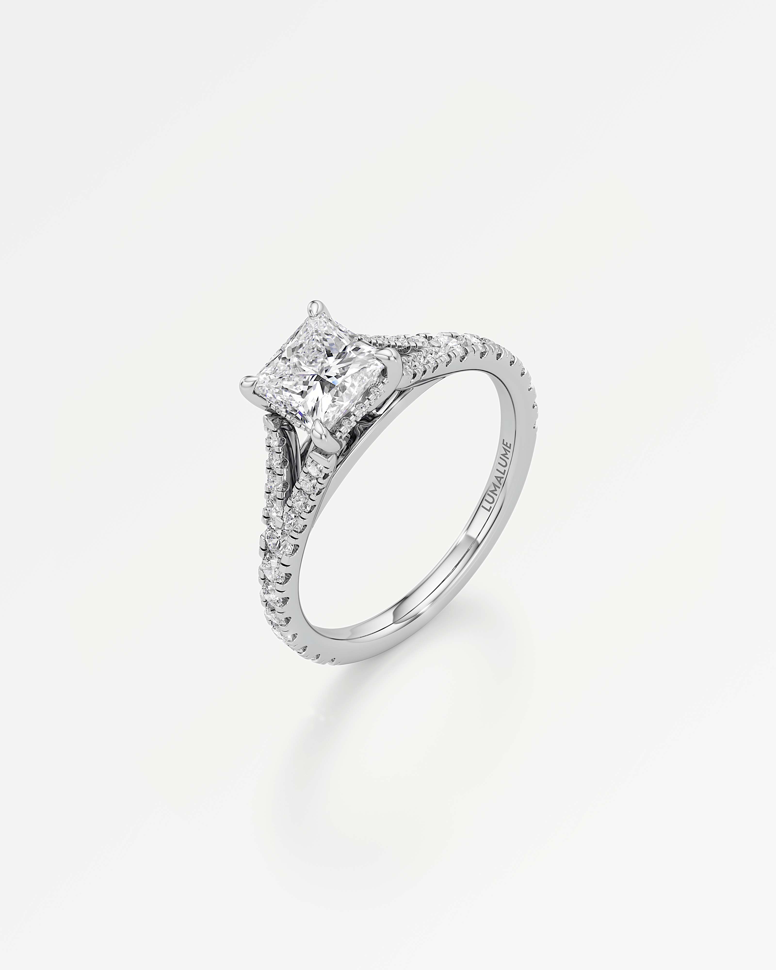 Verve Marisol Hidden Halo Diamond Engagement Ring, With 1.00 ct Princess Cut in 14K White Gold (1.47 ctw)