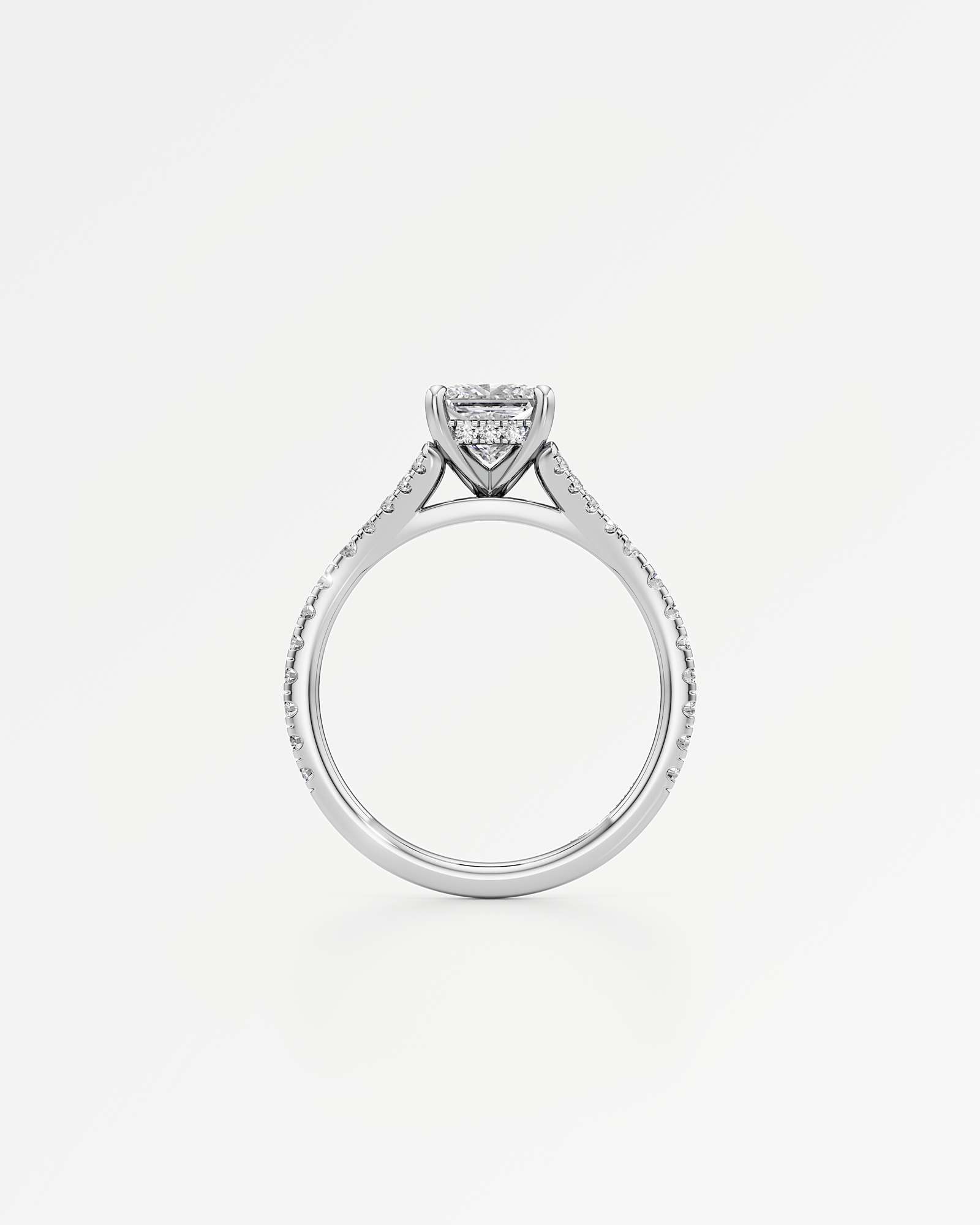 Verve Marisol Hidden Halo Diamond Engagement Ring, With 1.00 ct Princess Cut in 14K White Gold (1.47 ctw)