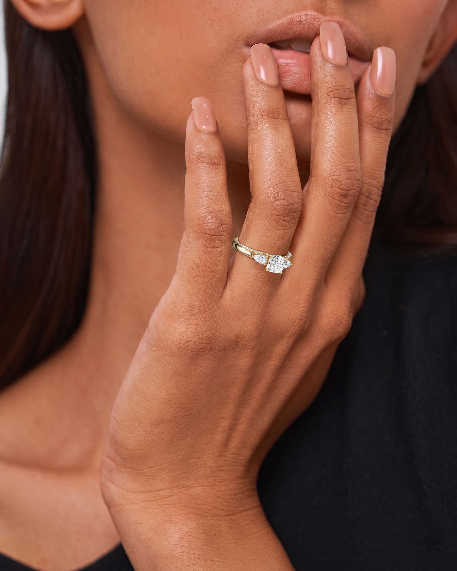 Verve Triana Solitaire Diamond Engagement Ring, With 1.00 ct Cushion Cut in 14K Yellow Gold (1.75 ctw)
