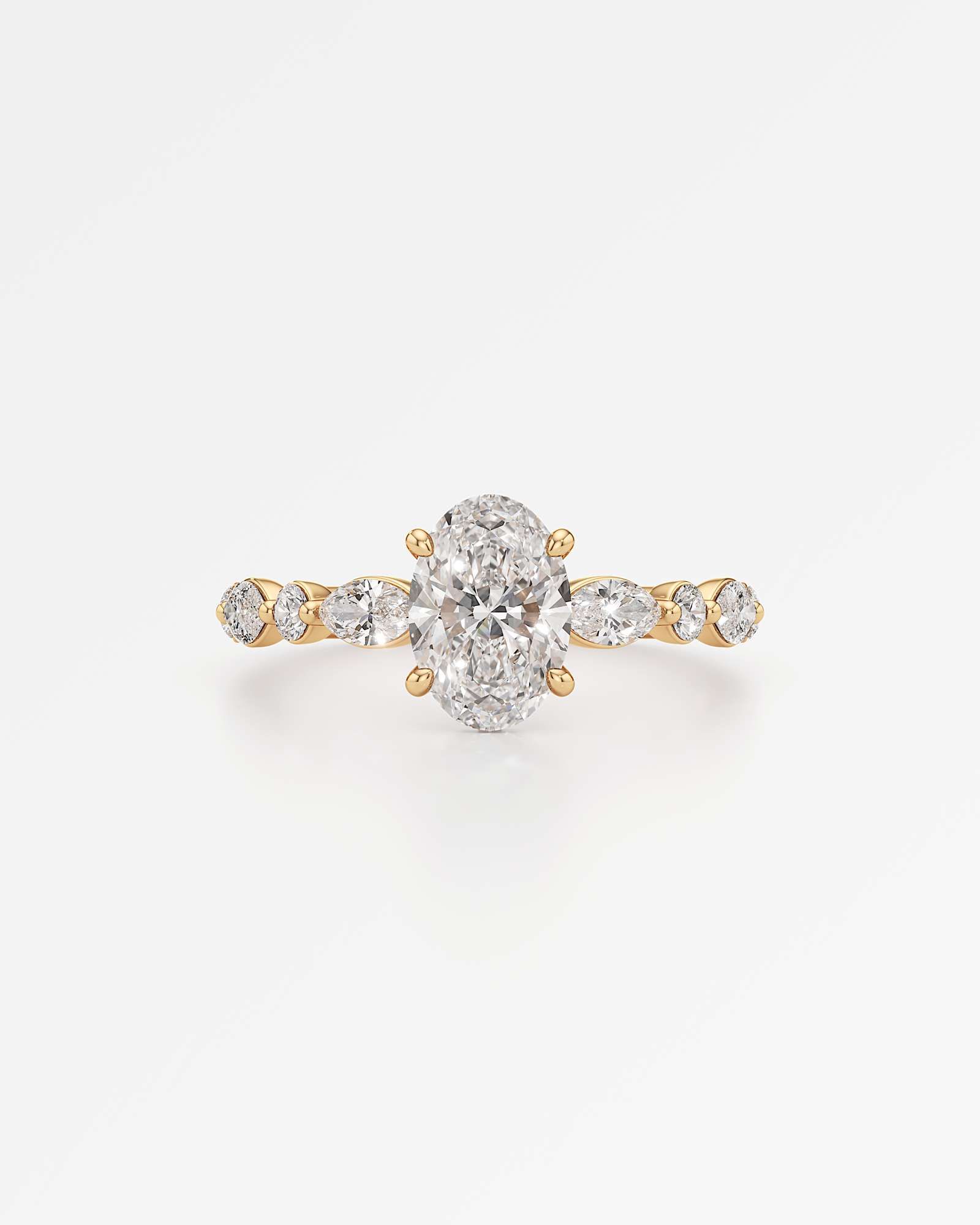 Verve Zolaine Hidden Halo Diamond Engagement Ring, With 1.00 ct Oval Cut in 14K Yellow Gold (1.65 ctw)